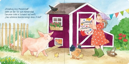 Buchcover und Innenansicht für das Buch: Wer geht als was? Ein tierischer Verkleidespaß!