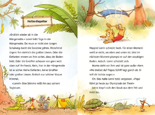 Buchcover und Innenansicht für das Buch: Olympiade der Tiere - Auf die Tatzen, fertig, los