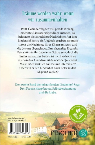 Buchcover und Innenansicht für das Buch: Die Frauen vom Lindenhof - Zusammen können wir träumen