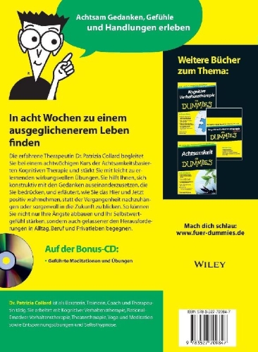 Buchcover und Innenansicht für das Buch: Achtsamkeitsbasierte Kognitive Therapie für Dummies