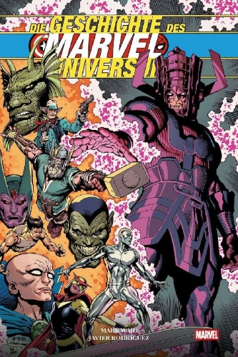 Buchcover und Innenansicht für das Buch: History of the Marvel Universe (2019) #1-#6