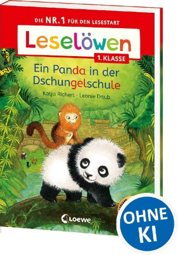 Buchcover und Innenansicht für das Buch: Leselöwen 1. Klasse - Ein Panda in der Dschungelschule