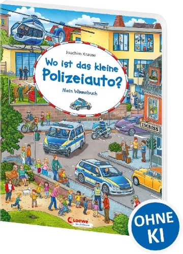 Buchcover und Innenansicht für das Buch: Wo ist das kleine Polizeiauto?
