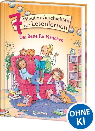 Buchcover und Innenansicht für das Buch: Leselöwen - Das Original - 7-Minuten-Geschichten zum Lesenlernen - Das Beste für Mädchen