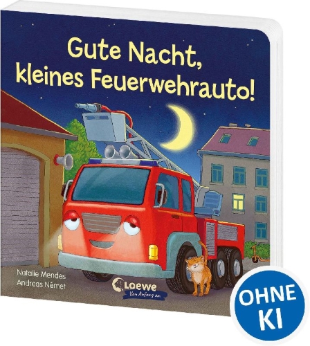 Buchcover und Innenansicht für das Buch: Gute Nacht, kleines Feuerwehrauto!