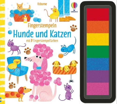 Buchcover und Innenansicht für das Buch: Fingerstempeln: Hunde und Katzen