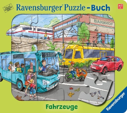 Buchcover und Innenansicht für das Buch: Ravensburger® Puzzle-Buch: Fahrzeuge