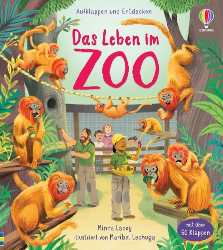 Buchcover und Innenansicht für das Buch: Aufklappen und Entdecken: Das Leben im Zoo