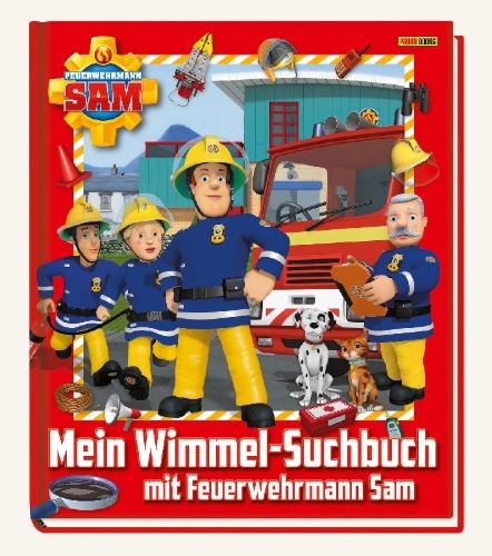 Buchcover und Innenansicht für das Buch: Feuerwehrmann Sam: Mein Wimmel-Suchbuch mit Feuerwehrmann Sam