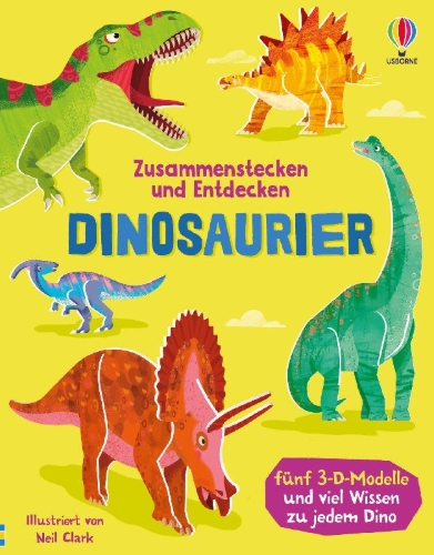 Buchcover und Innenansicht für das Buch: Zusammenstecken und Entdecken: Dinosaurier
