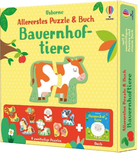 Buchcover und Innenansicht für das Buch: Allererstes Puzzle & Buch: Bauernhoftiere