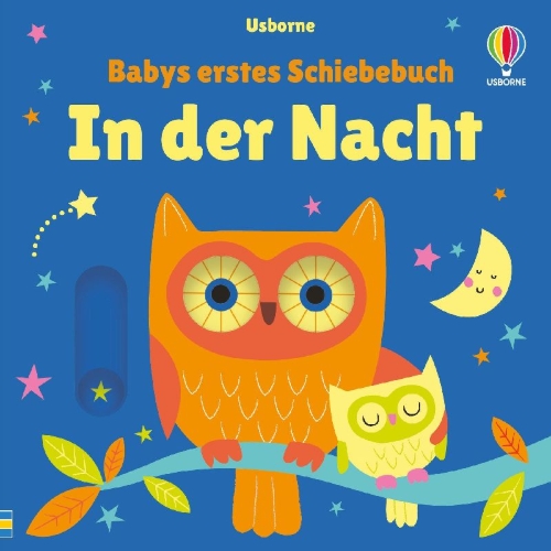 Buchcover und Innenansicht für das Buch: Babys erstes Schiebebuch: In der Nacht