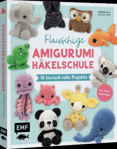Buchcover und Innenansicht für das Buch: Flauschige Amigurumi-Häkelschule
