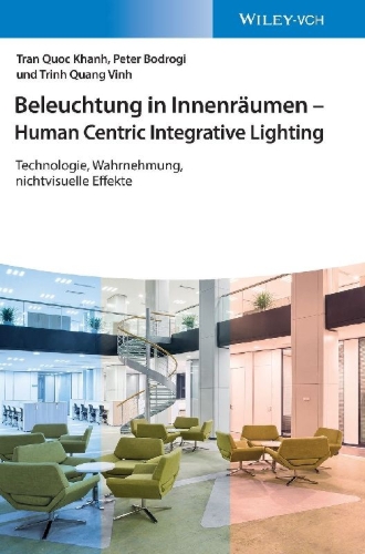 Buchcover und Innenansicht für das Buch: Beleuchtung in Innenräumen - Human Centric Integrative Lighting