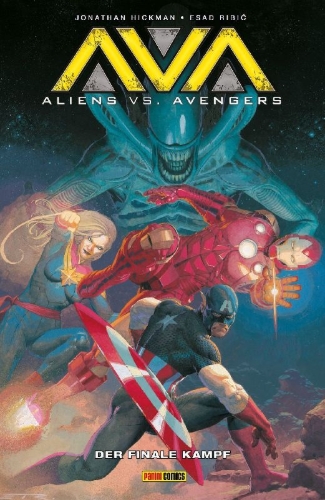 Buchcover und Innenansicht für das Buch: Aliens vs. Avengers (2024) #1#-4