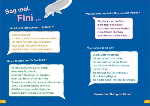 Buchcover und Innenansicht für das Buch: WAS IST WAS Erstes Lesen Doppelband 4. Wale und Delfine/Haie