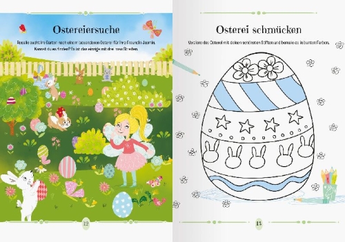 Buchcover und Innenansicht für das Buch: Super-Cute Easter Activity Book