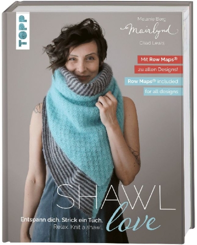 Buchcover und Innenansicht für das Buch: Mairlynd: Shawl Love. Mit 'Row Maps' zu allen Designs!