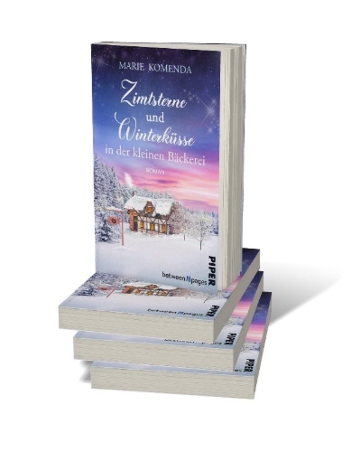 Buchcover und Innenansicht für das Buch: Zimtsterne und Winterküsse in der kleinen Bäckerei