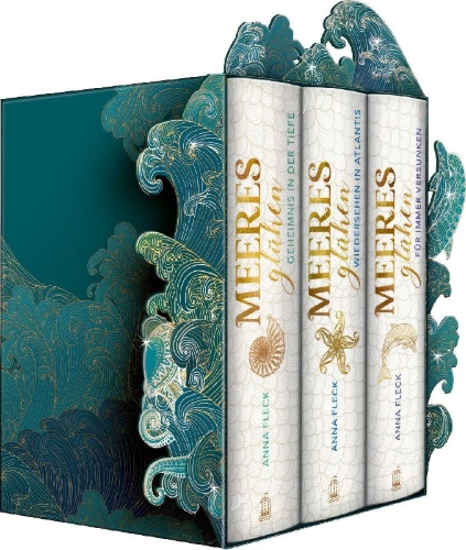 Buchcover und Innenansicht für das Buch: Schmuckschuber Meeresglühen-Trilogie