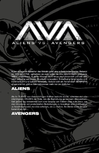 Buchcover und Innenansicht für das Buch: Aliens vs. Avengers (2024) #1#-4