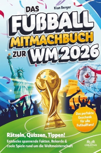 Buchcover und Innenansicht für das Buch: Das Fußball Mitmachbuch zur WM 2026