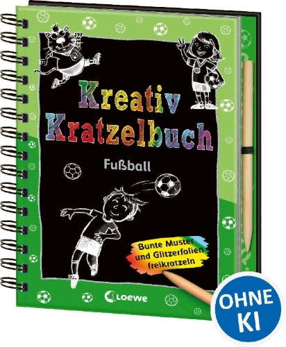 Buchcover und Innenansicht für das Buch: Kreativ-Kratzelbuch: Fußball