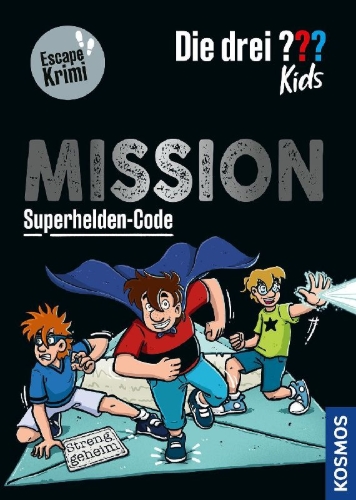 Buchcover und Innenansicht für das Buch: Die drei ??? Kids, Mission Superhelden-Code