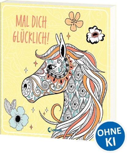 Buchcover und Innenansicht für das Buch: Mal dich glücklich! - Pferde