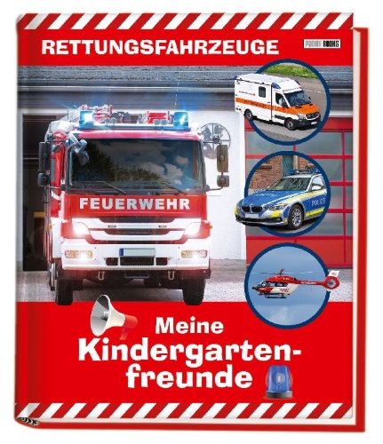 Buchcover und Innenansicht für das Buch: Rettungsfahrzeuge: Meine Kindergartenfreunde