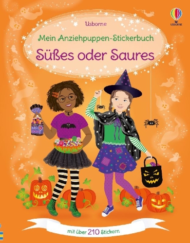 Buchcover und Innenansicht für das Buch: Mein Anziehpuppen-Stickerbuch: Süßes oder Saures