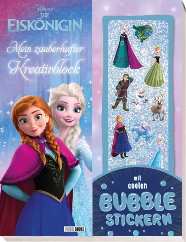 Buchcover und Innenansicht für das Buch: Disney Die Eiskönigin: Mein zauberhafter Kreativblock