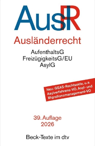 Buchcover und Innenansicht für das Buch: Ausländerrecht. AuslR