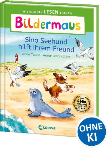 Buchcover und Innenansicht für das Buch: Bildermaus - Sina Seehund hilft ihrem Freund