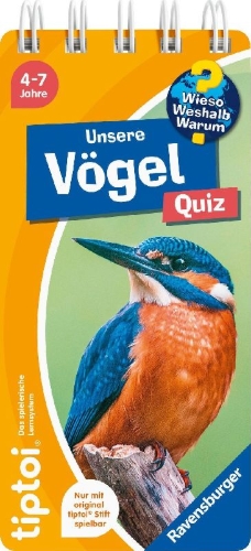 Buchcover und Innenansicht für das Buch: tiptoi® Wieso? Weshalb? Warum? Quiz - Unsere Vögel