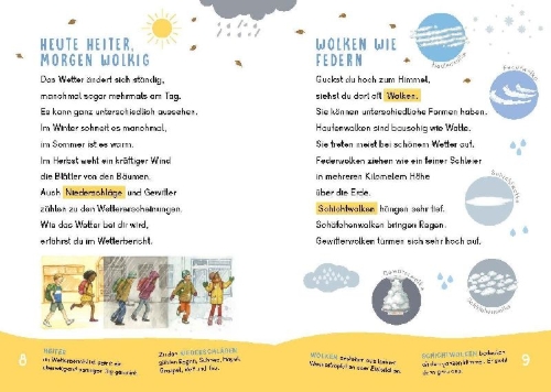 Buchcover und Innenansicht für das Buch: Dein Lesestart - Wetter und Klima