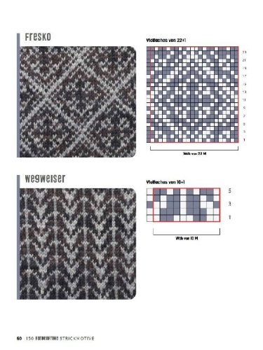 Buchcover und Innenansicht für das Buch: 150 farbenfrohe Strickmotive