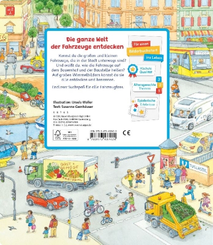 Buchcover und Innenansicht für das Buch: Mein großes Sachen suchen: Viele, viele Fahrzeuge