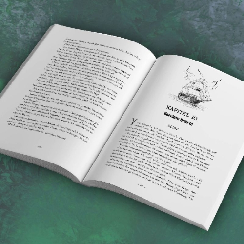 Buchcover und Innenansicht für das Buch: Oceanburn | Im Schatten der See | Ein mitreißender Fantasyroman über Selbstbestimmung, Verlust und verhängnisvolle Allianzen