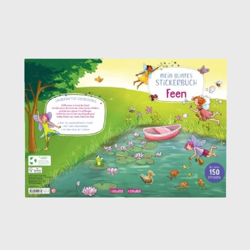 Buchcover und Innenansicht für das Buch: Mein buntes Stickerbuch: Feen