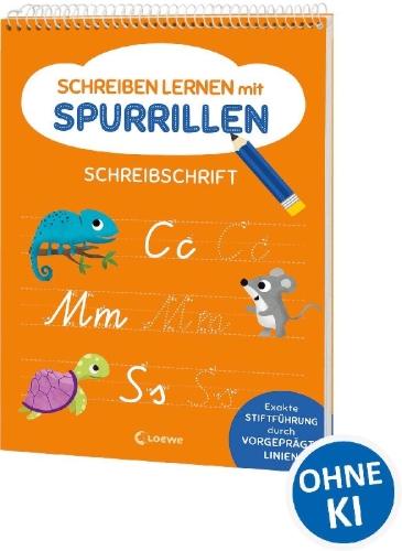 Buchcover und Innenansicht für das Buch: Schreiben lernen mit Spurrillen - Schreibschrift