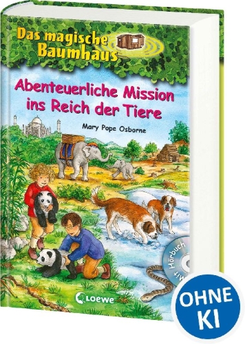 Buchcover und Innenansicht für das Buch: Das magische Baumhaus - Abenteuerliche Mission ins Reich der Tiere
