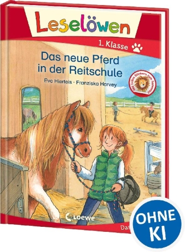 Buchcover und Innenansicht für das Buch: Leselöwen 1. Klasse - Das neue Pferd in der Reitschule