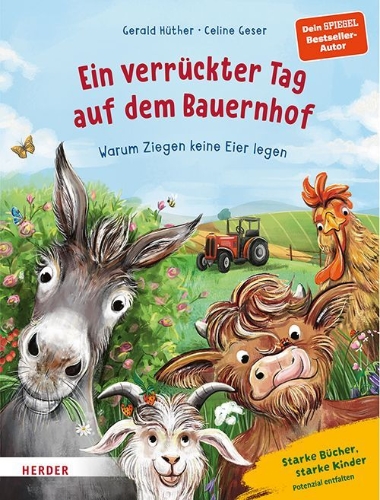 Buchcover und Innenansicht für das Buch: Ein verrückter Tag auf dem Bauernhof. Warum Ziegen keine Eier legen