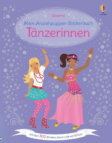 Buchcover und Innenansicht für das Buch: Mein Anziehpuppen-Stickerbuch: Tänzerinnen