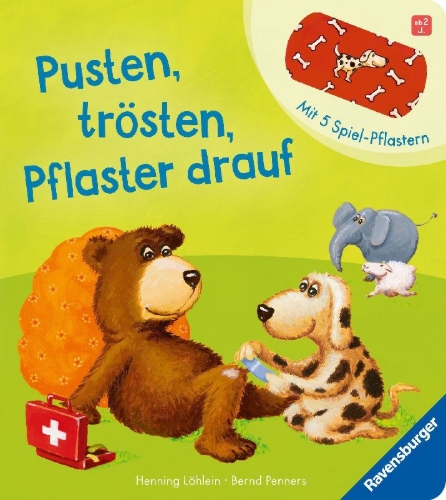 Buchcover und Innenansicht für das Buch: Pusten, trösten, Pflaster drauf!