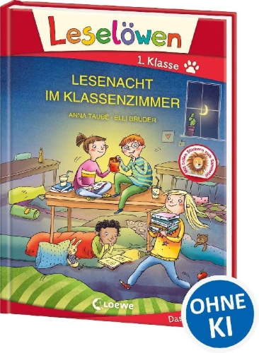 Buchcover und Innenansicht für das Buch: Leselöwen 1. Klasse - Lesenacht im Klassenzimmer