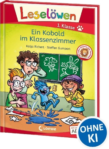 Buchcover und Innenansicht für das Buch: Leselöwen 1. Klasse - Ein Kobold im Klassenzimmer