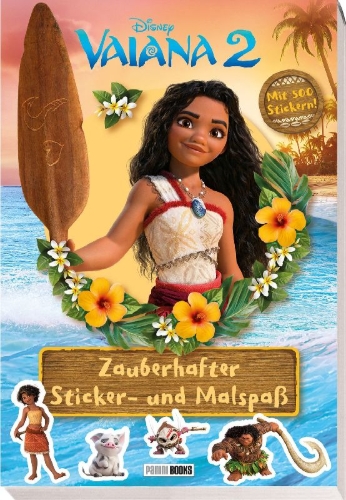 Buchcover und Innenansicht für das Buch: Disney Vaiana 2: Zauberhafter Sticker- und Malspaß