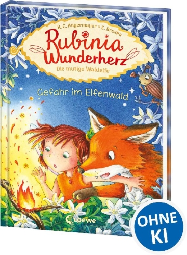 Buchcover und Innenansicht für das Buch: Rubinia Wunderherz, die mutige Waldelfe (Band 4) - Gefahr im Elfenwald